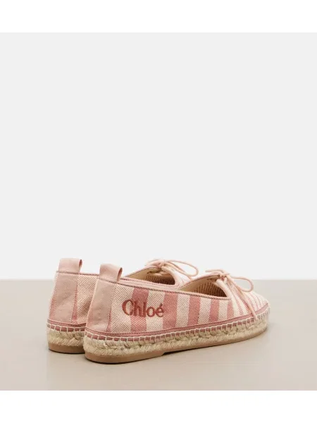 Espadrile Chloé cu dungi din canvas roz