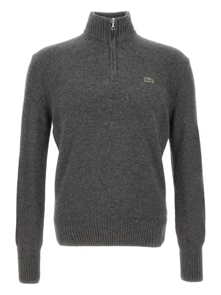 Pulover Lacoste cu broderie gri