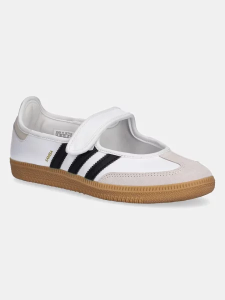 Kožené baleríny adidas Originals Samba Jane bílé