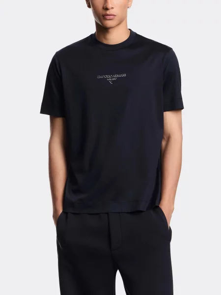 Футболка Emporio Armani из лиоцела синяя