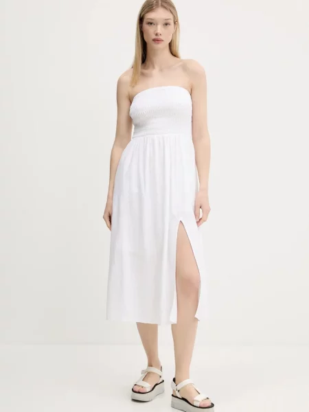 Lanena obleka Hollister Co. bela