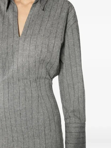 Rochie midi Genny cu dungi până la genunchi de costum gri
