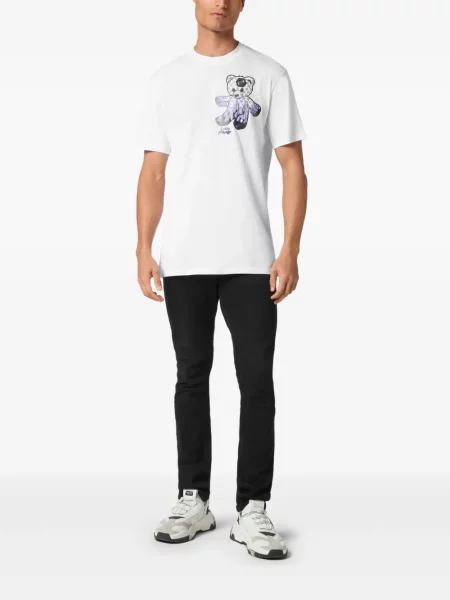 Ursuleț de pluș tricou Philipp Plein cu imagine alb