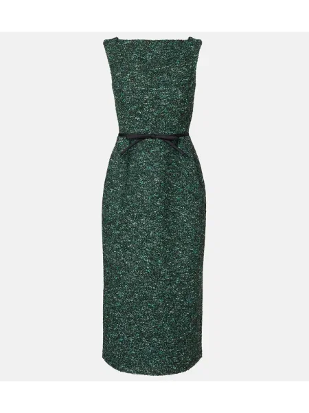 Sukienka midi Erdem tweedowa do kolan garniturowa zielona
