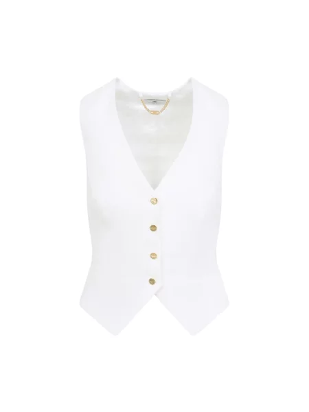 Lniana kamizelka Elisabetta Franchi beżowa