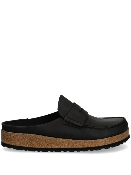 Papuci de casă Birkenstock din piele de căprioară negru