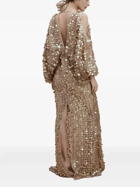 Rochie maxi Sana Osmani cu paiete de costum auriu