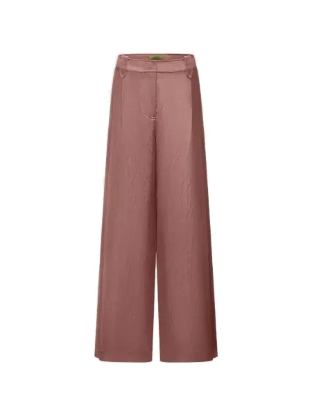Pantaloni Shanghai Tang plisate cu picior lat roz