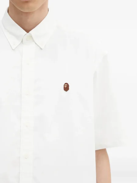 Cămașă A Bathing Ape® cu broderie scurtă alb