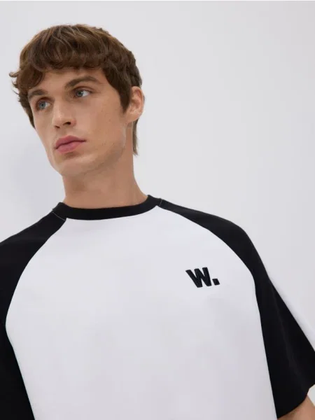 Reserved Tricou oversized cu mâneci raglan alb