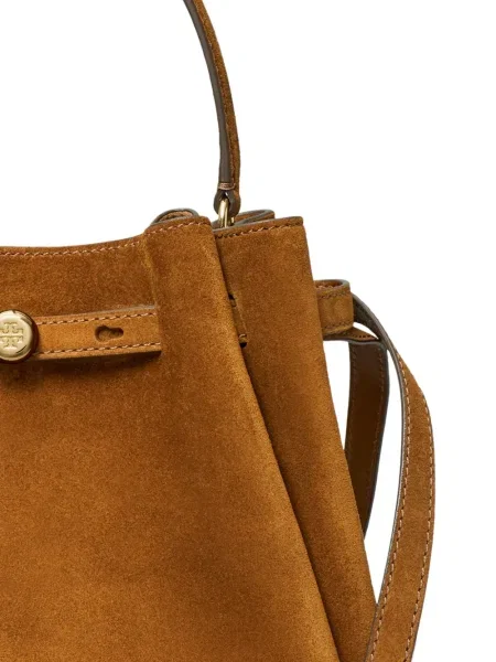 Geantă bucket Tory Burch din piele de căprioară maro