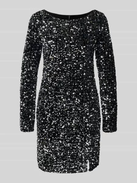 Sukienka wieczorowa o dopasowanym kroju z cekinowym obszyciem model ‘BELLA’ Vero Moda srebrna