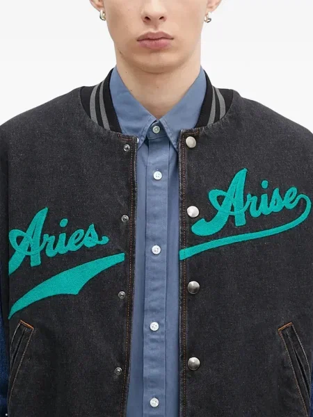 Geacă de blugi Aries cu broderie negru