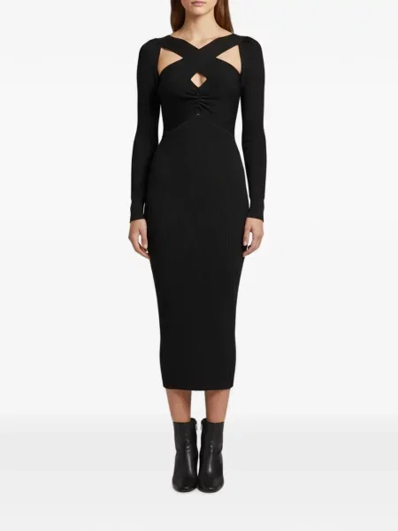 Rochie midi Self-portrait tricotate cu bretele negru