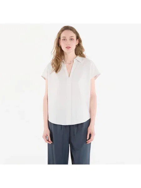 Cămașă Calvin Klein Linen Cks Ss Classic Fit Shirt White Sand S alb