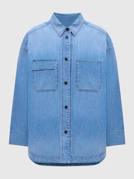 Джинсова сорочка з нашивкою логотипа Juun.j блакитна