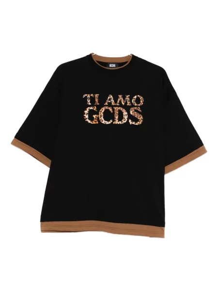 Tricou Gcds cu imagine cu model leopard negru