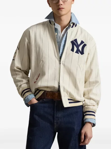 Haftowana kurtka Polo Ralph Lauren w paski zielona