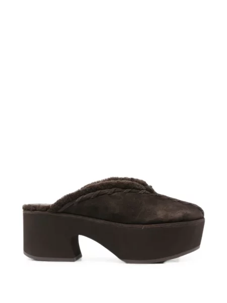Papuci tip mules Cult Gaia din piele de oaie maro