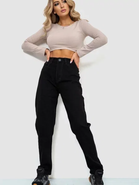 Джинси мом Ager бавовна/поліестер чорний