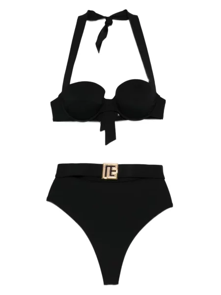 Bikini Balmain cu gât halter negru