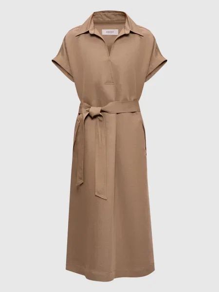 Сукня міді з льоном та шовком Agnona коричнева