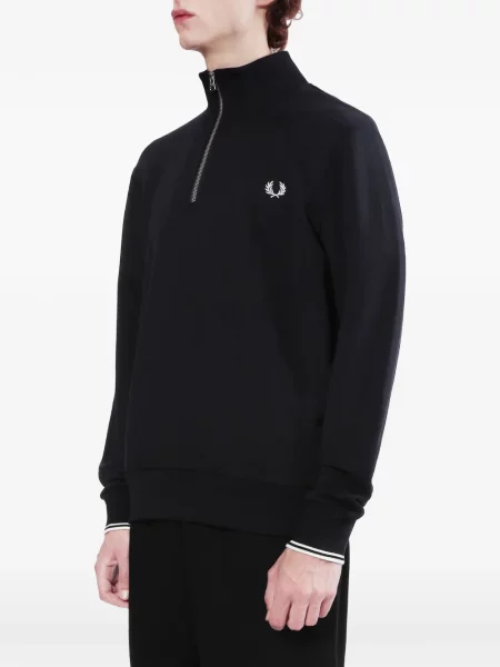 Hanorac cu fermoar Fred Perry cu broderie negru