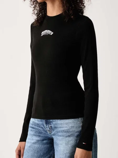 Tommy Jeans блуза с дълги ръкави дамска от с черно