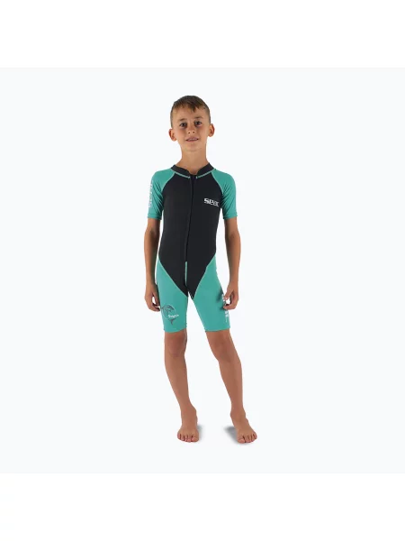 Costum de înot pentru copii SEAC Dolphin Shorty 15 mm black/tiffany negru