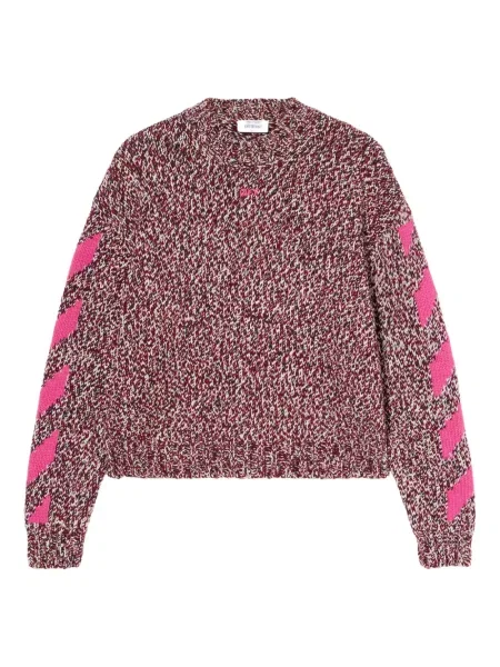 Pulover Off-white cu decolteu rotund alb