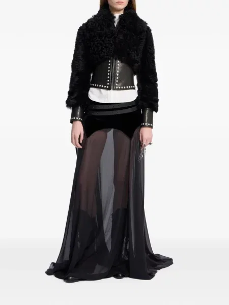 Geacă Ann Demeulemeester din piele de oaie negru