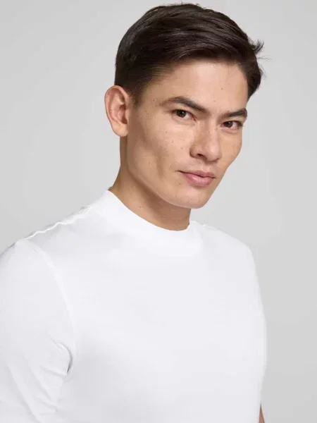 T-shirt o kroju slim fit z czystej bawełny model ‘DIMERSOM’ Hugo biała