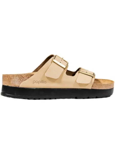 Pantofi Birkenstock cu platformă din piele bej