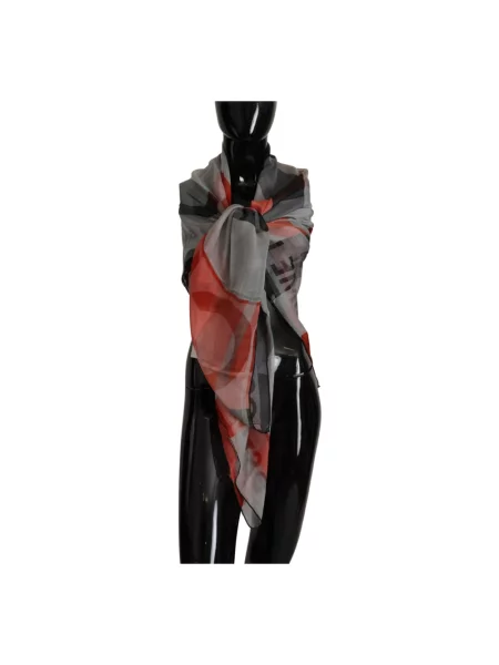 Jedwabna szal Costume National w kratę szara