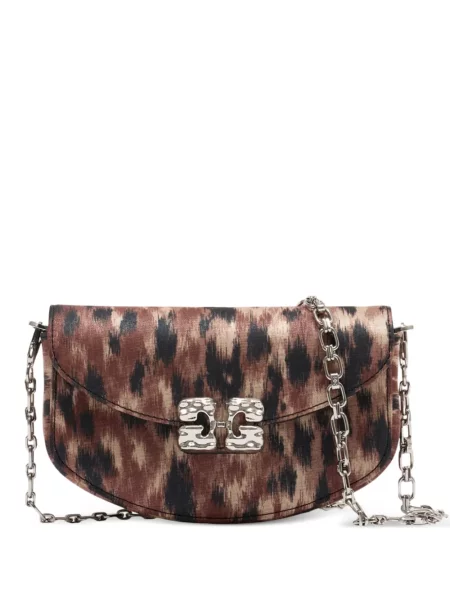 Geanta crossbody Ganni cu imagine cu model leopard maro