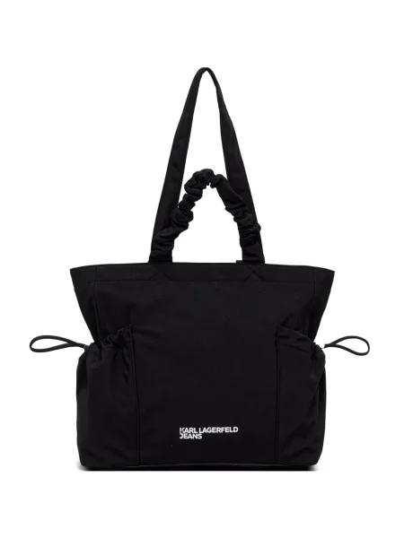 Geantă shopper Karl Lagerfeld Jeans cu volane negru