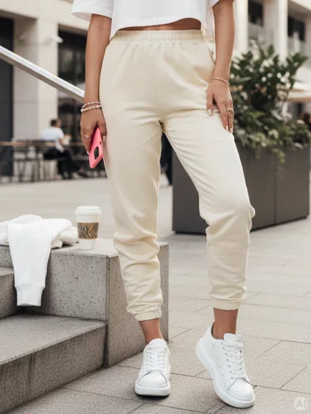 Spodnie dresowe SWAN kremowe Dstreet