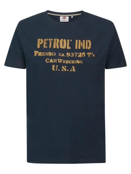 Petrol Industries Tricou bleumarin / maro coniac