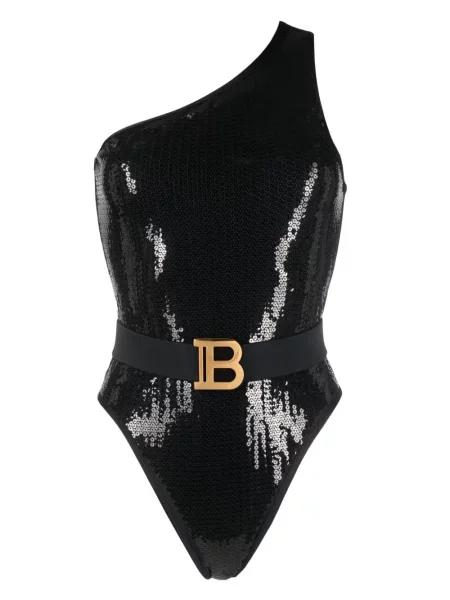 Costum de baie Balmain cu un umăr gol negru