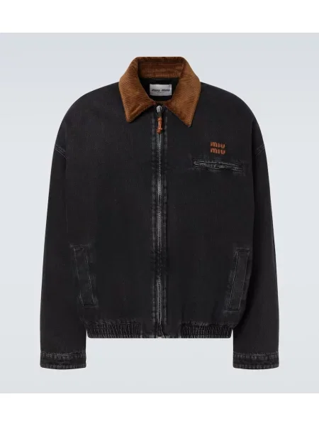 Дънково яке Miu Miu от рипсено кадифе черно