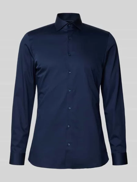 Koszula biznesowa o kroju super slim fit z kołnierzykiem typu kent Olymp No. Six granatowa