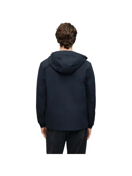 Geacă Lyle & Scott cu glugă albastru
