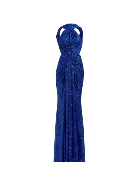 Rochie maxi Elie Saab cu paiete albastru
