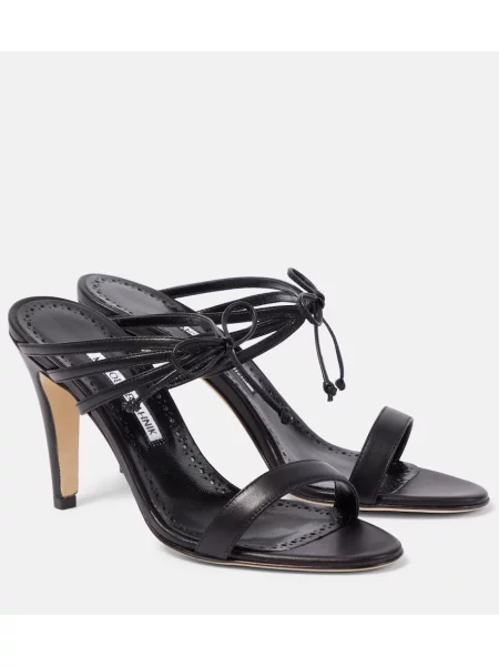 Usnjene mules Manolo Blahnik črna