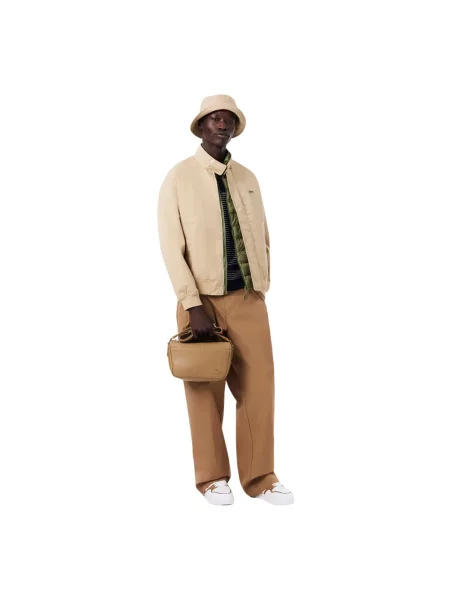Torba crossbody Lacoste skórzana beżowa