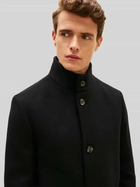 Płaszcz o kroju regular fit z mieszanki wełny Tommy Hilfiger czarny