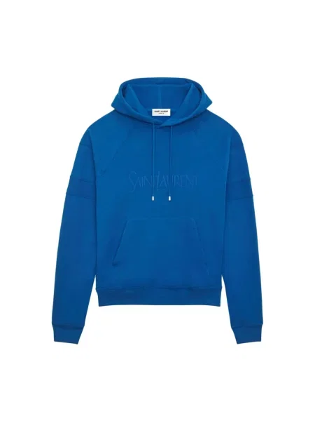 Bluza z kapturem Saint Laurent z kapturem niebieska