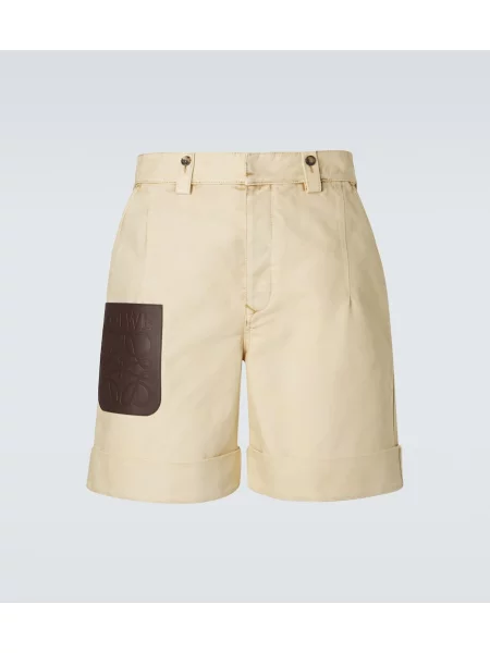 Pantaloni scurți Loewe din piele bej