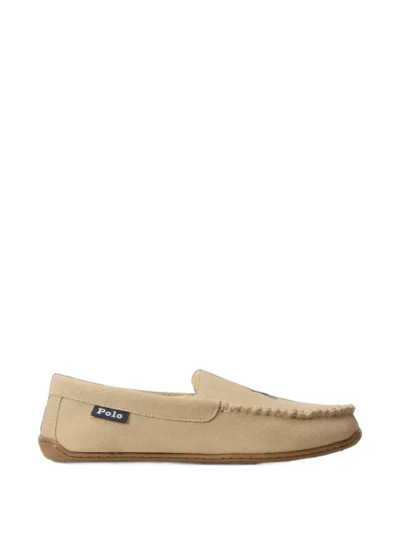 Matlasat papuci de casă Polo Ralph Lauren tricotate maro