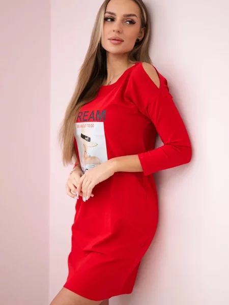 Sukienka Kesi z nadrukiem garniturowa czerwona